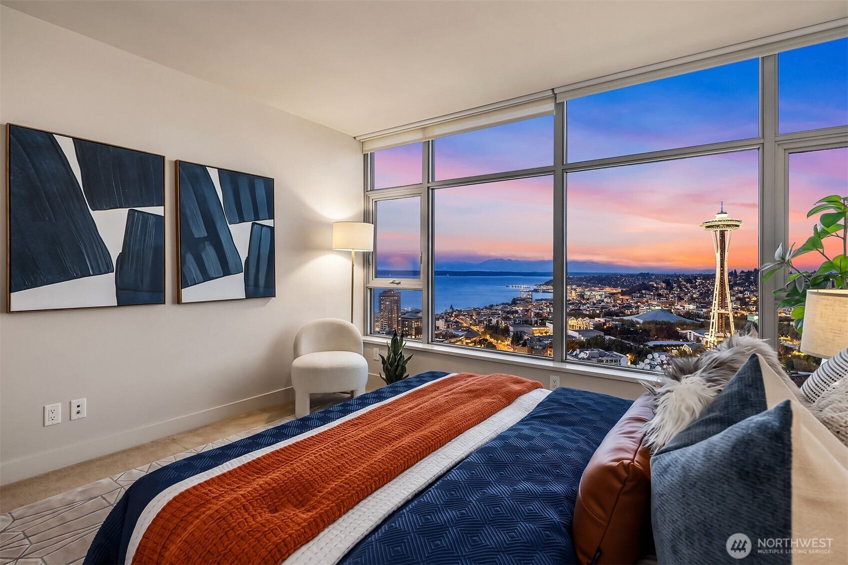 583 Battery Street, #3604N, Seattle, WA 98121 Fabulous sunset view of the Sound, part of the city and mountains