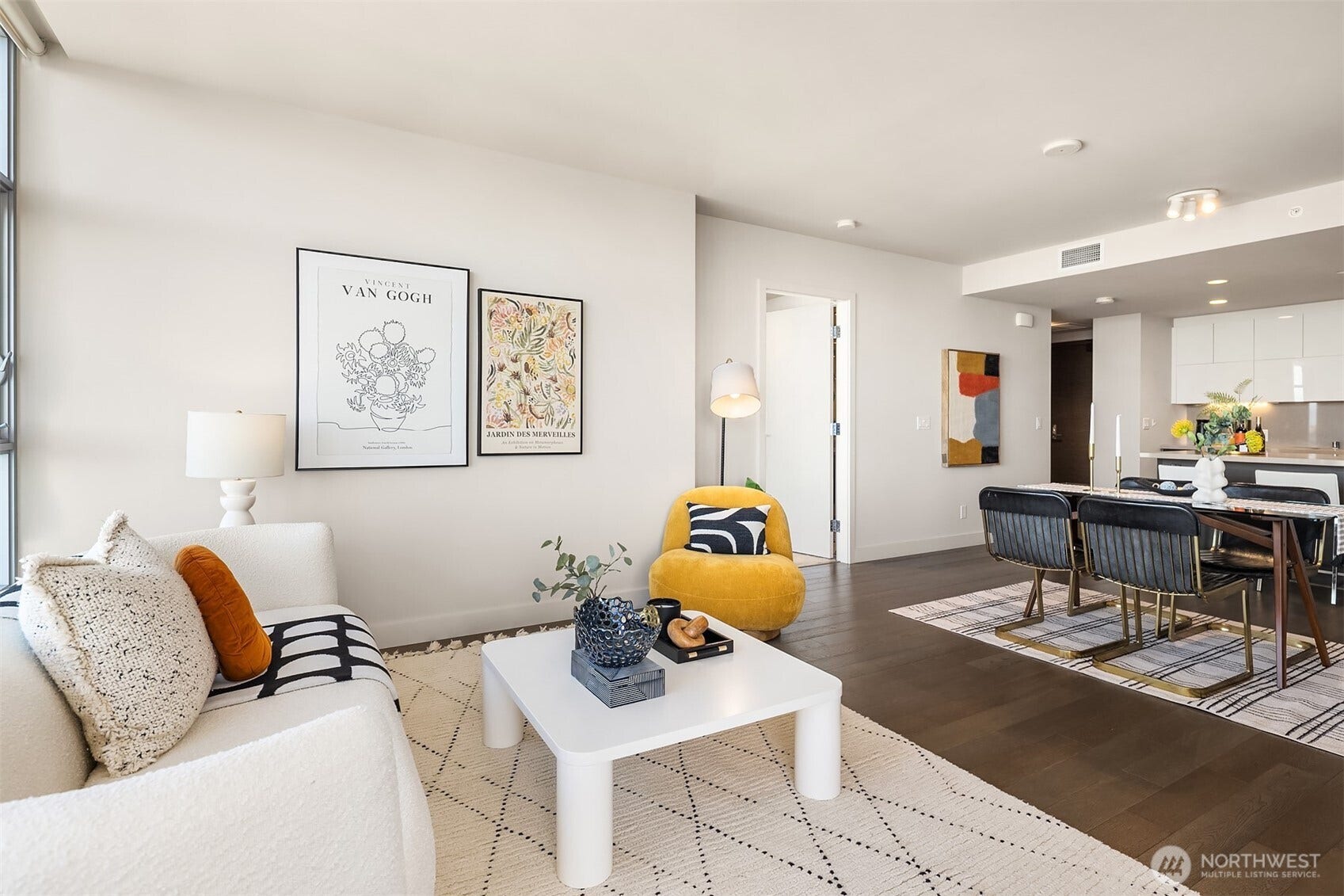 583 Battery Street, #3604N, Seattle, WA 98121 Open concept - Living Room is open to Dining Room and Kitchen