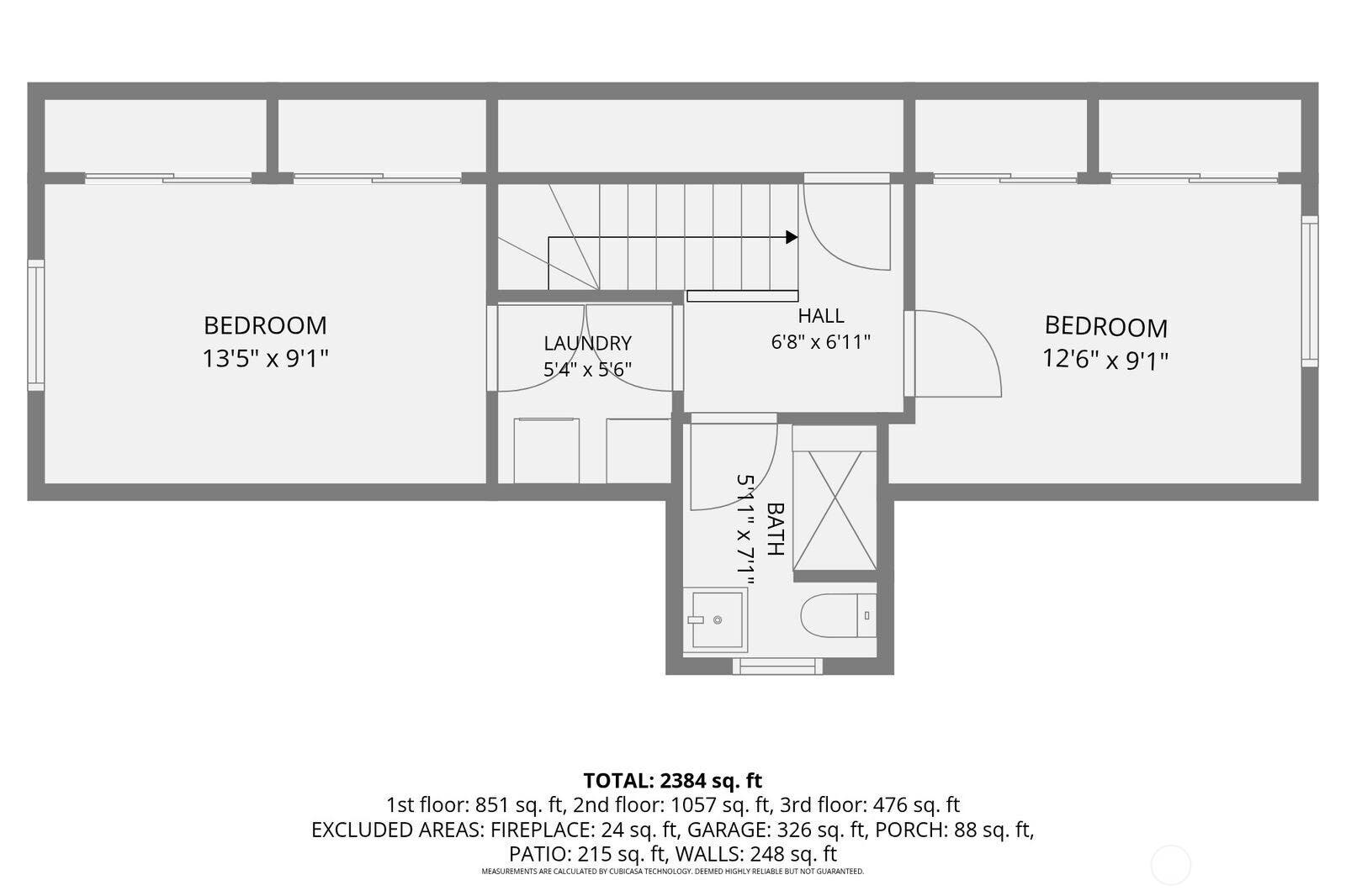 5013 N 33 Street, Tacoma, WA 98407 Upper level floorpan, 2 good sized bedrooms, plus a freshly renovated cute as a button bathroom and a laundry space plus storage area!