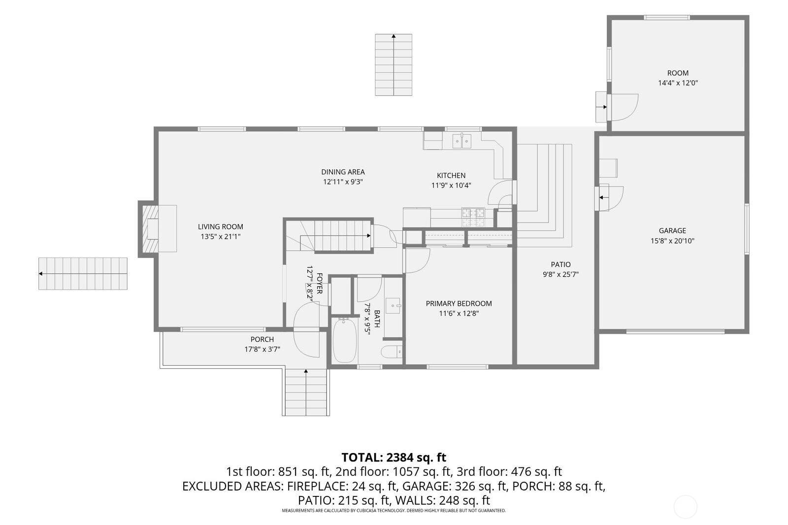 5013 N 33 Street, Tacoma, WA 98407 Main floor floor plan shows circular flow, entry faces south, backyard faces north