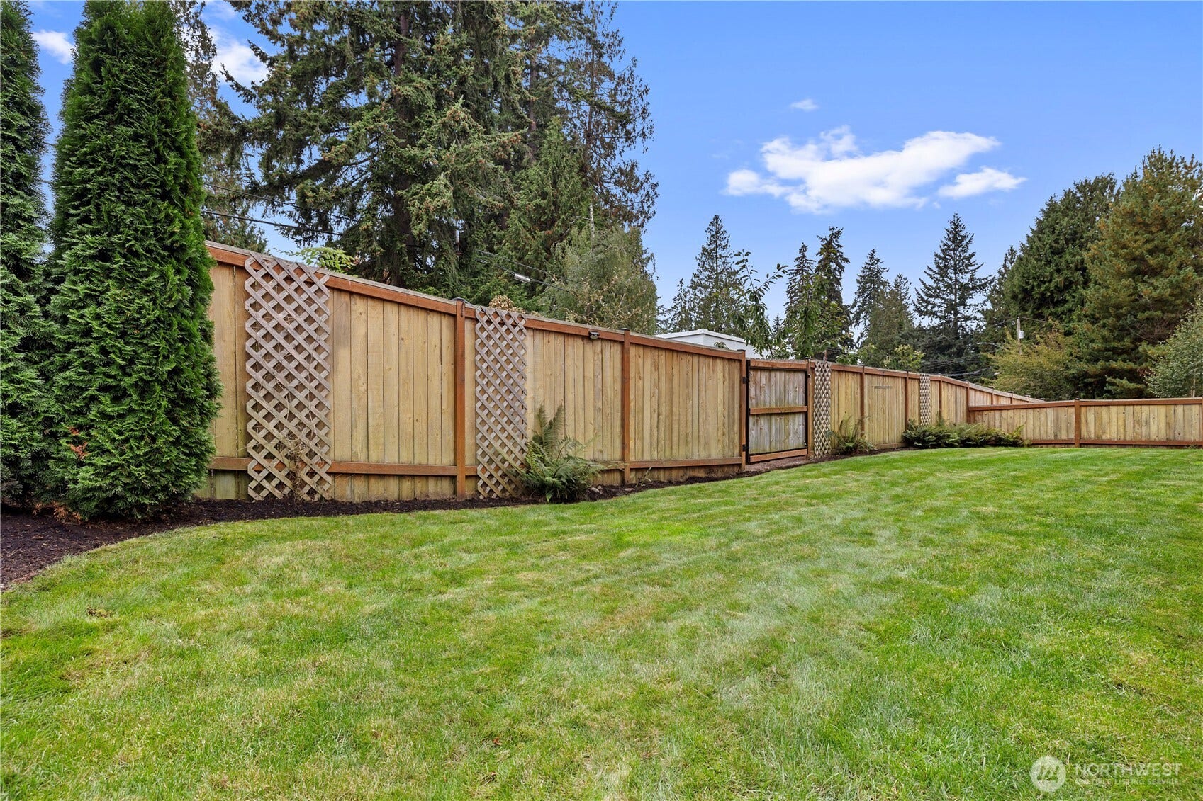 Nice Fence and easy to maintain Level yard.