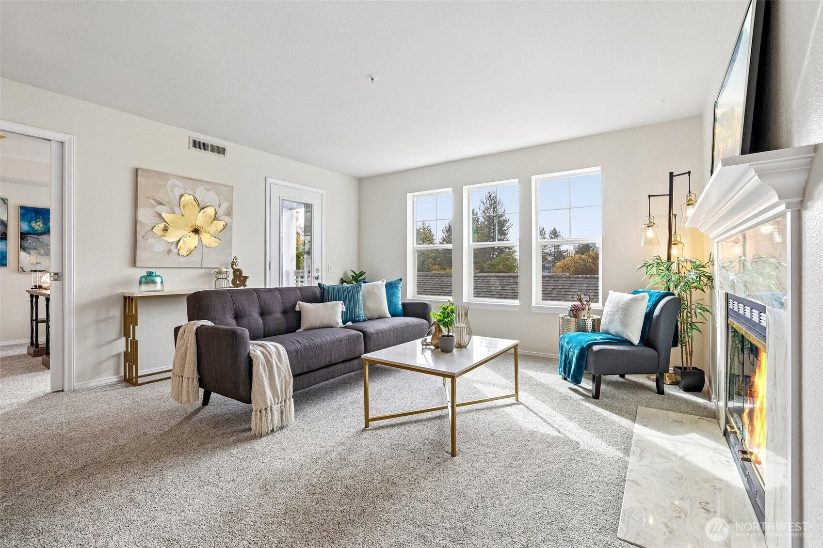 Elegant space with so many windows allowing light to stream in