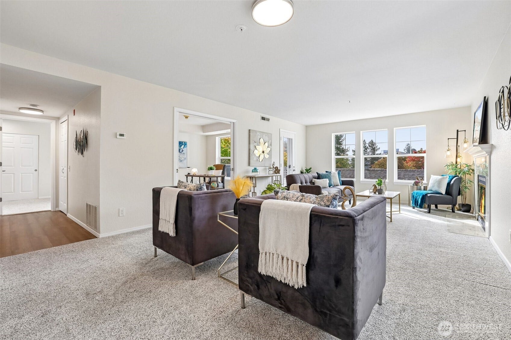Multiple sitting areas in the living room