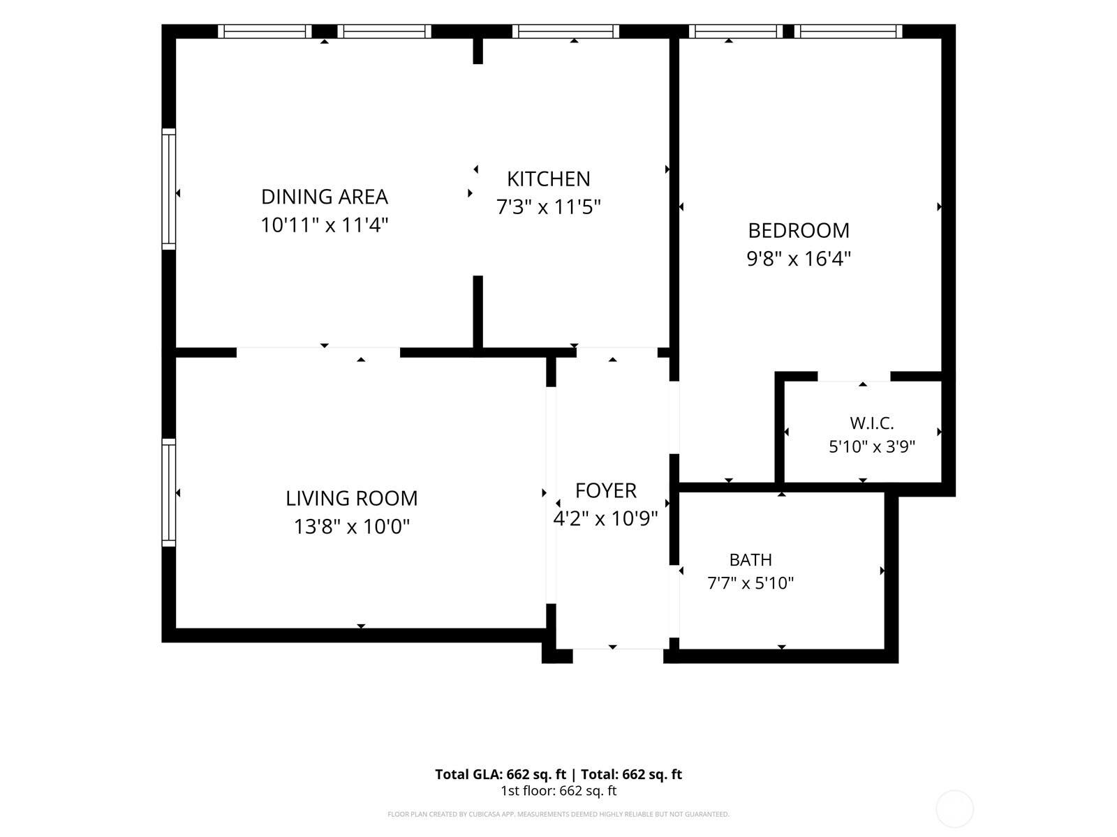 7 Harrison Street, #2, Seattle, WA 98109 Floor Plan of Unit with its Dimensions