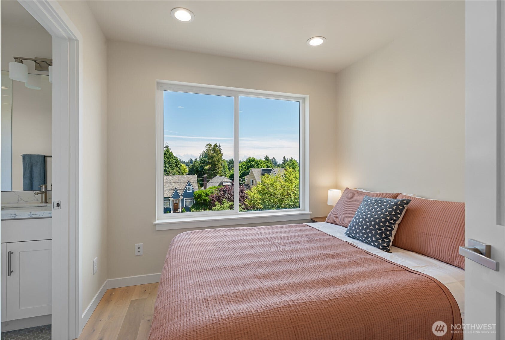8043 19th Avenue NE, Seattle, WA 98115 1st of two ensuite bedrooms on upper level.