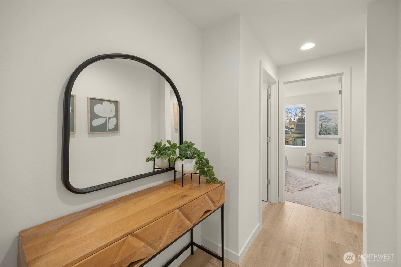 Bright entry hall with clean modern finishes