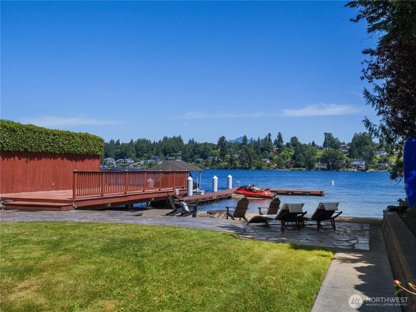 Spend summer days launching watercraft from your private dock, lounging by the shoreline, entertaining on the waterfront patio, or simply taking in the lake views from your own backyard.