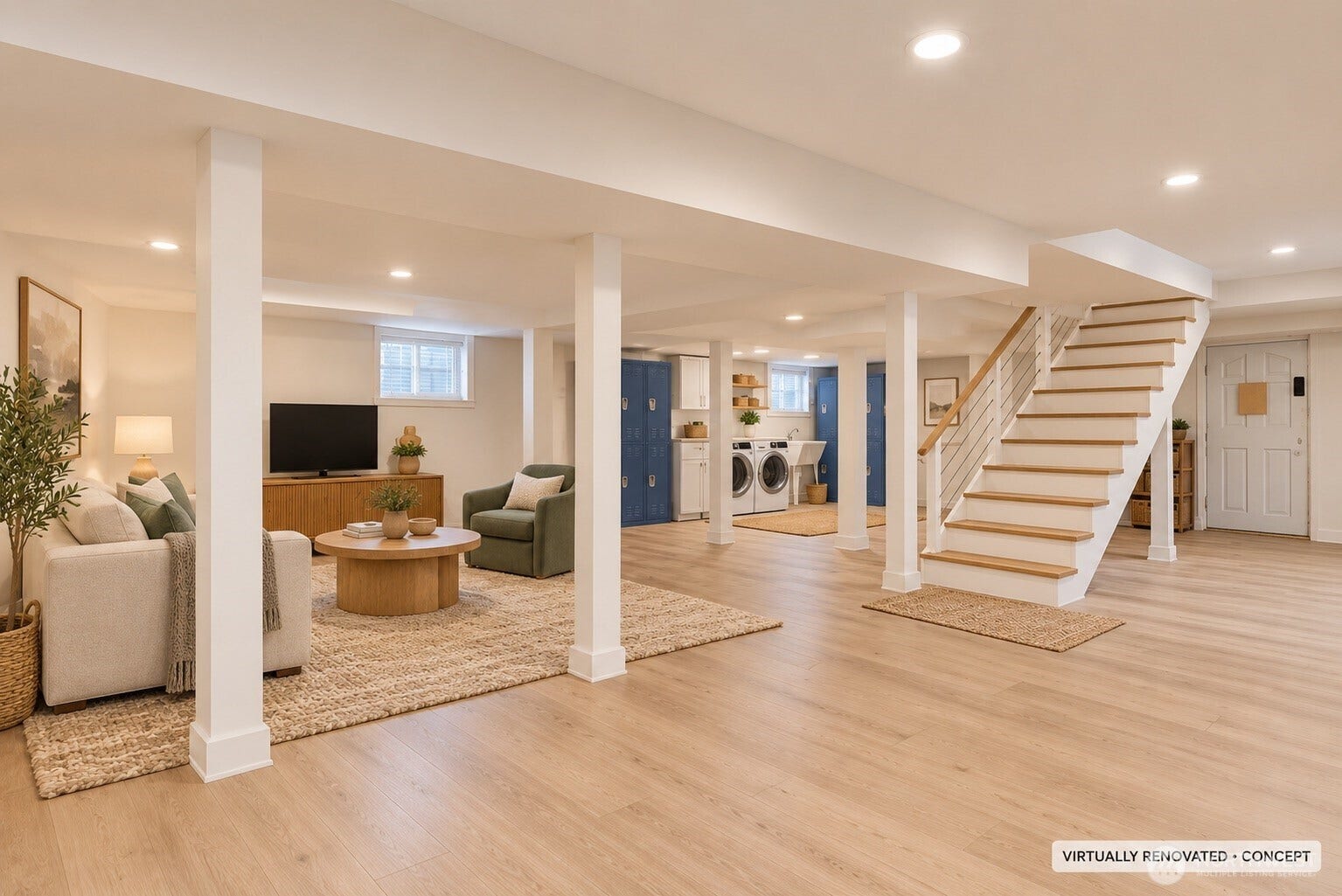 AI generated of finished basement