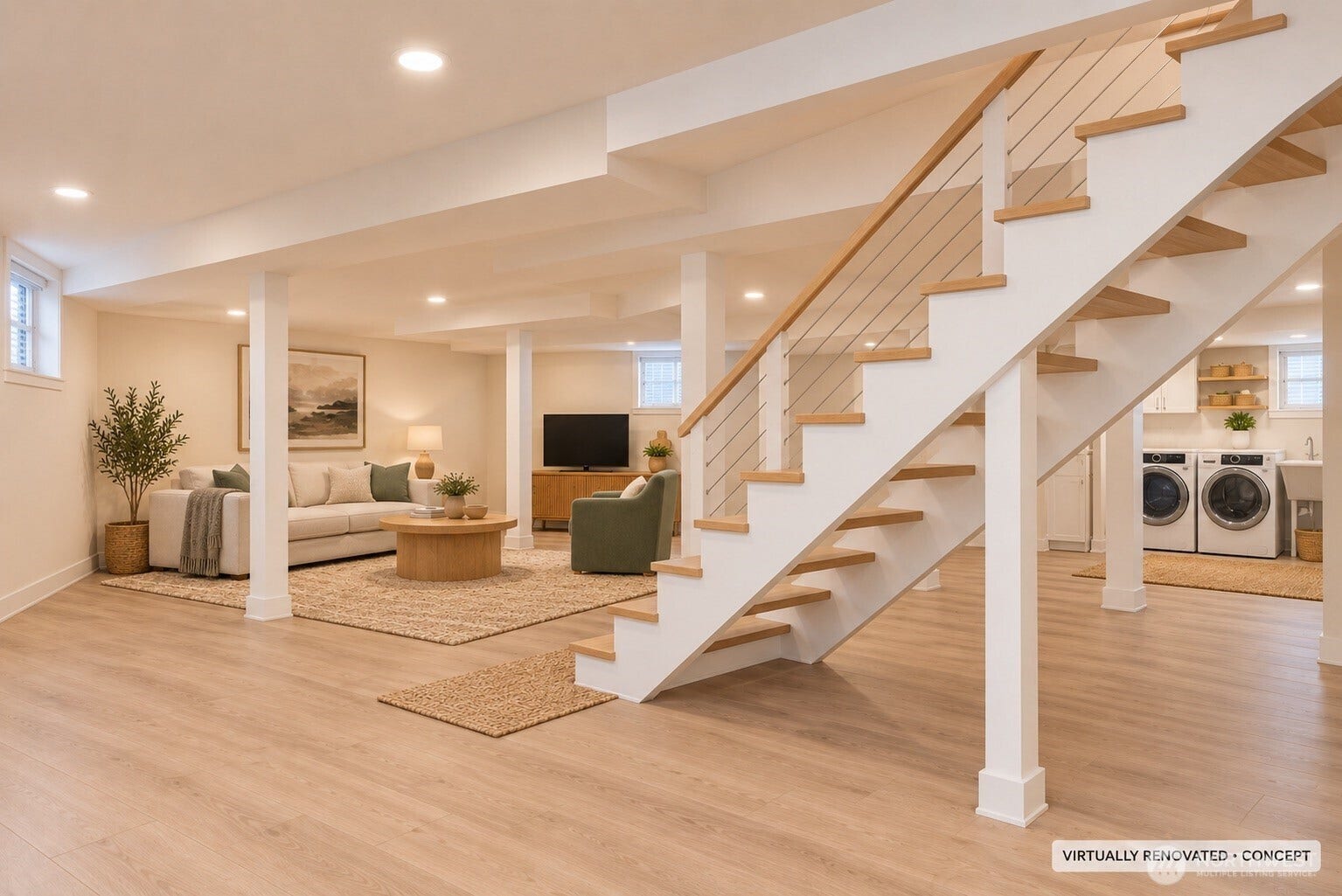 AI generated of finished basement