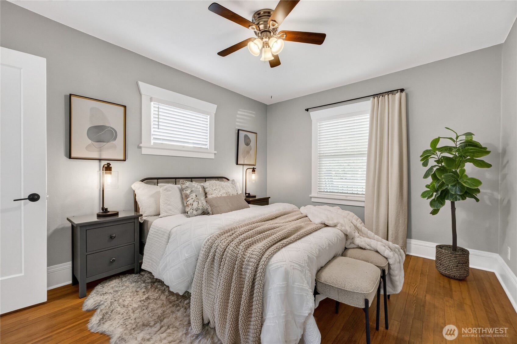 Two bedrooms offer comfortable spaces to recharge.