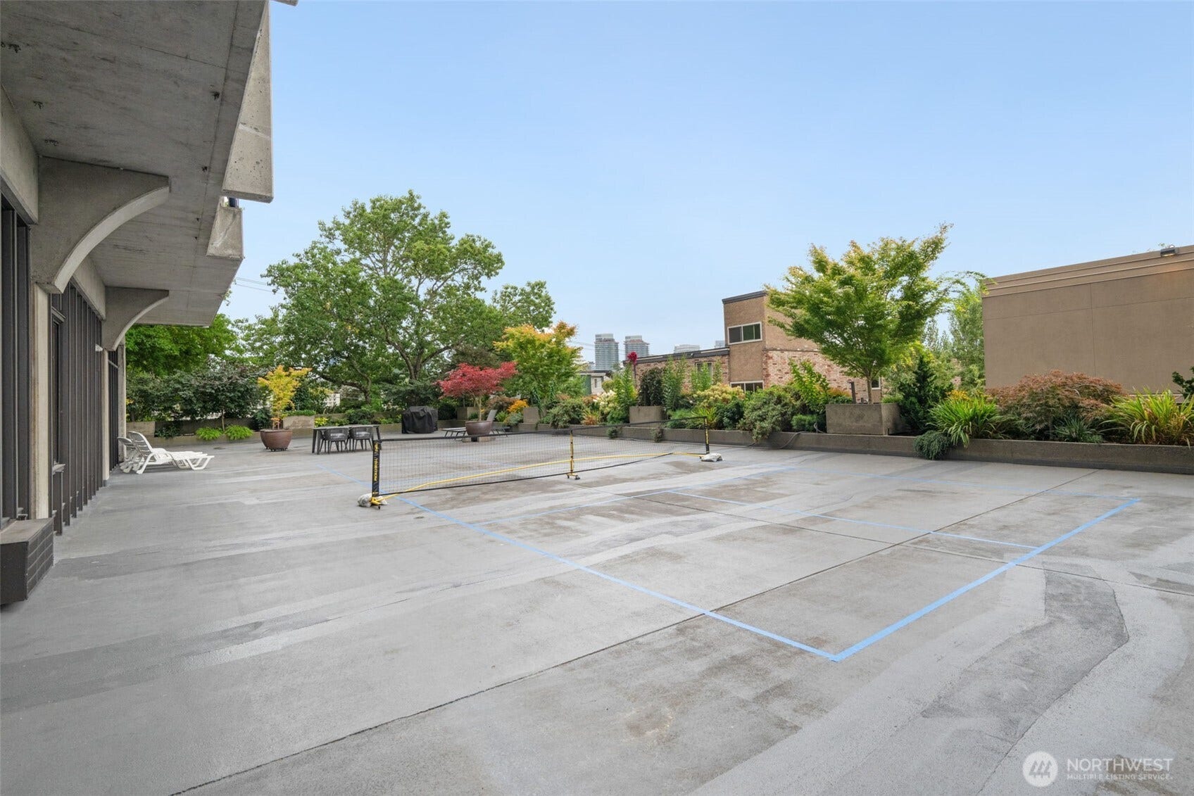 Pickleball court (currently temporary; owners will be voting on whether to keep or remove it).