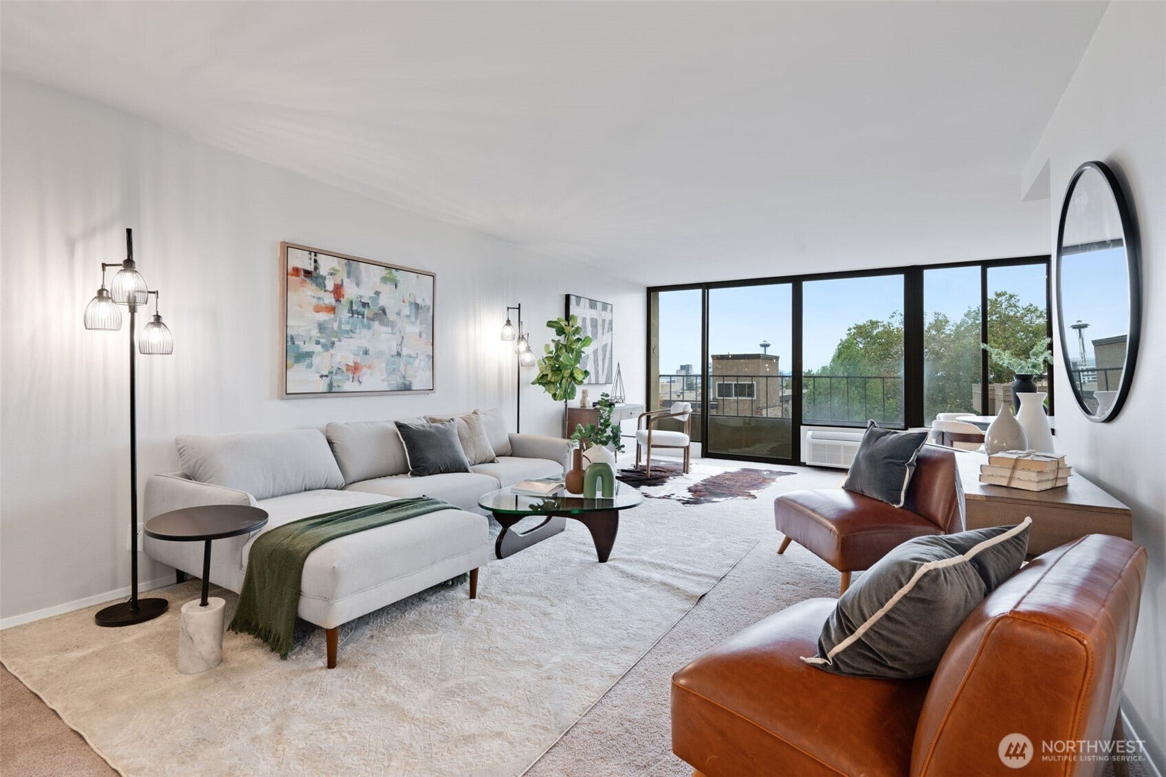 Large open spaces with West-facing wall of windows.