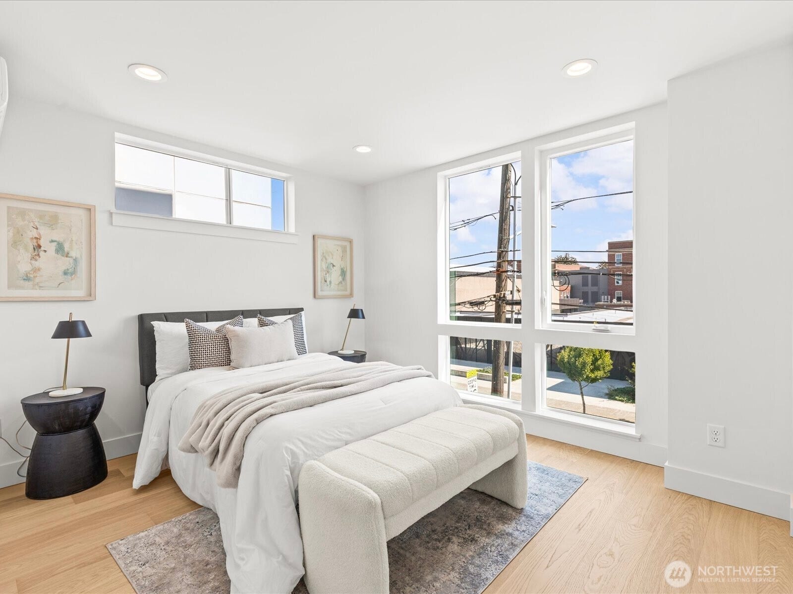 4326 Woodlawn Avenue N, #A, Seattle, WA 98103 Spacious 2nd level bedroom with floor to ceiling windows.
