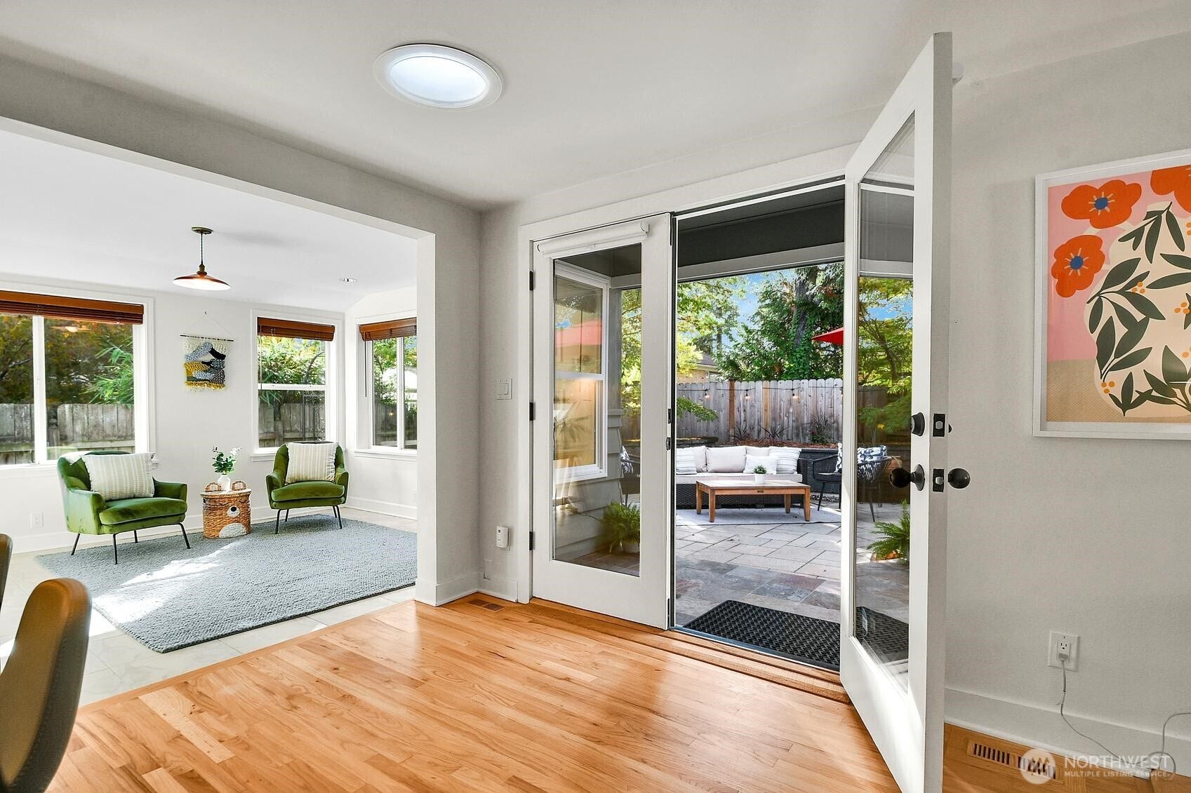 9013 25th Avenue NE, Seattle, WA 98115 French doors lead to a covered porch and large private back patio, raised beds and studio.