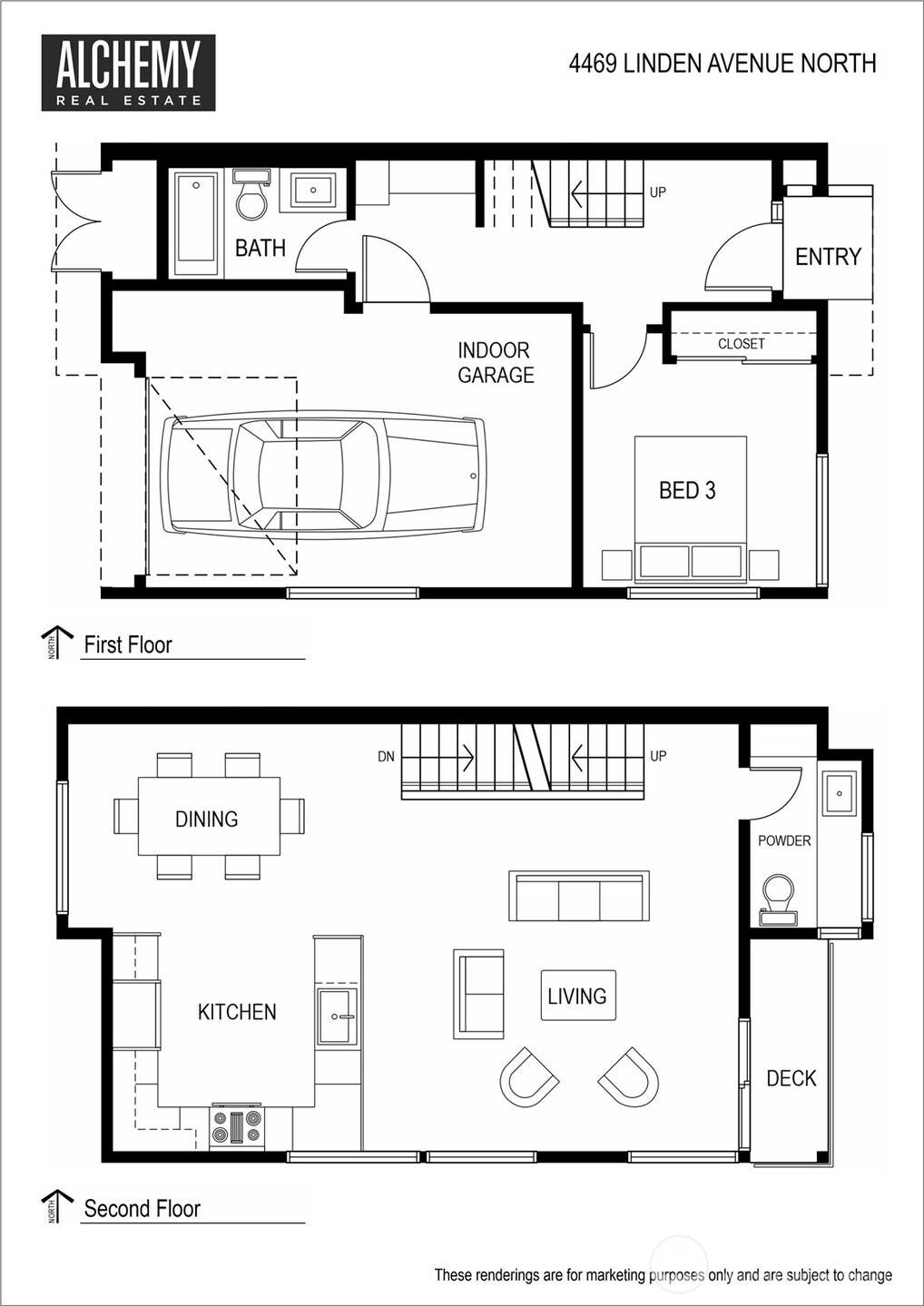 4469 Linden Avenue N, Seattle, WA 98103 Floor Plans - Levels 1/2