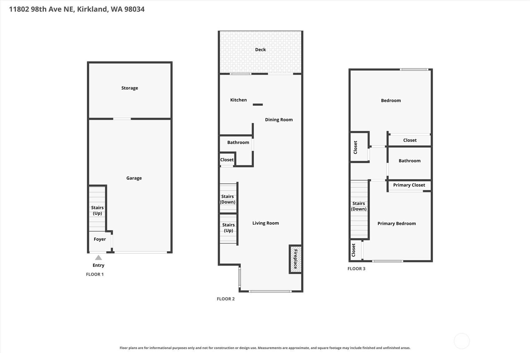 11802 98th Avenue NE, #B6, Kirkland, WA 98034 All three floor plans. See the Zillow Showcase for the complete 3D tour.