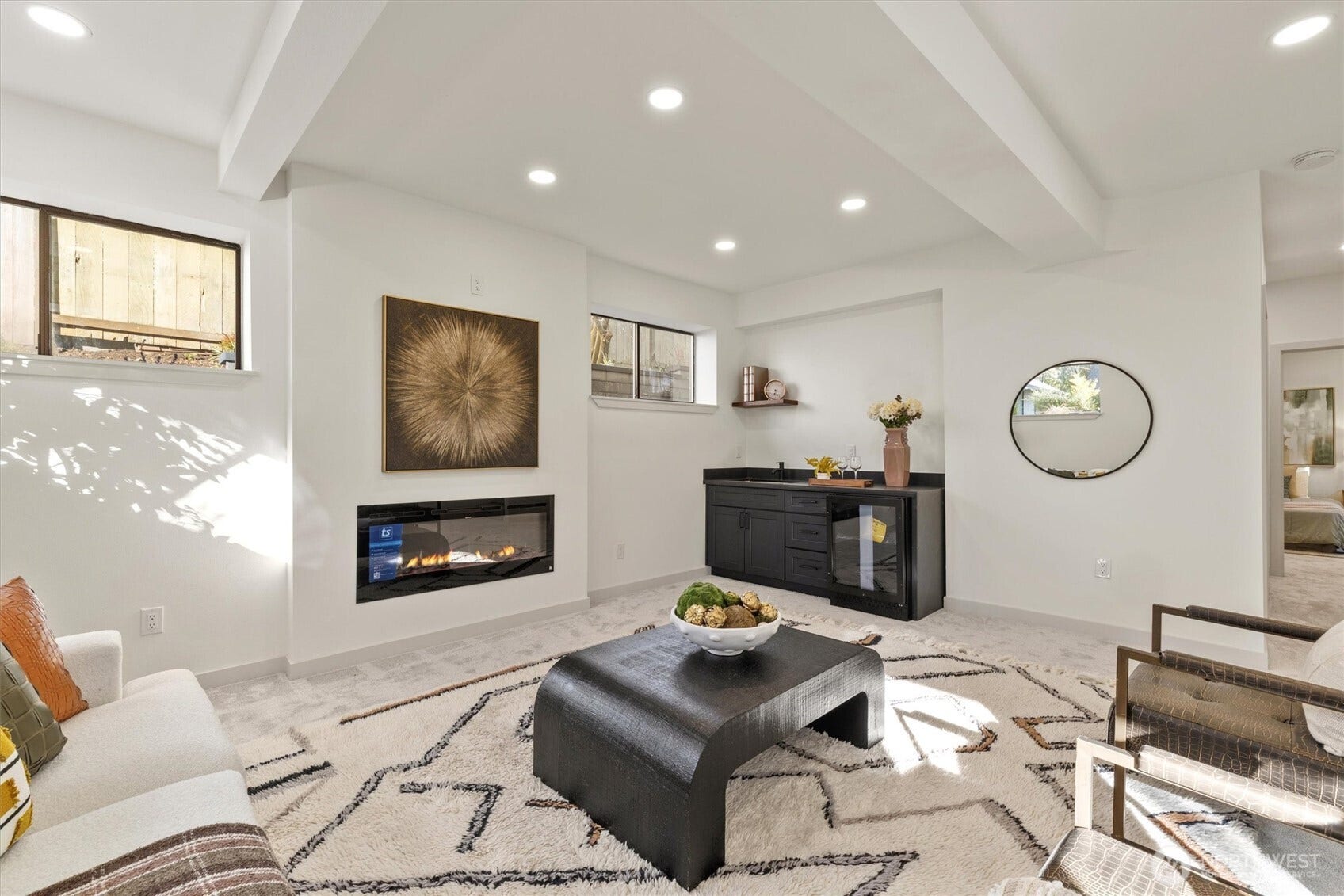 6706 Holly Place SW, Seattle, WA 98136 Lower level enjoys 8.5' ceilings. It is a wonderful space.