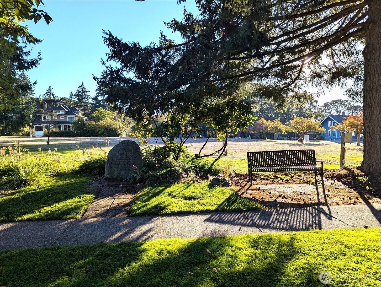 201 Brandywine Avenue, Dupont, WA 98327 Parkbench across the street, house in right corner