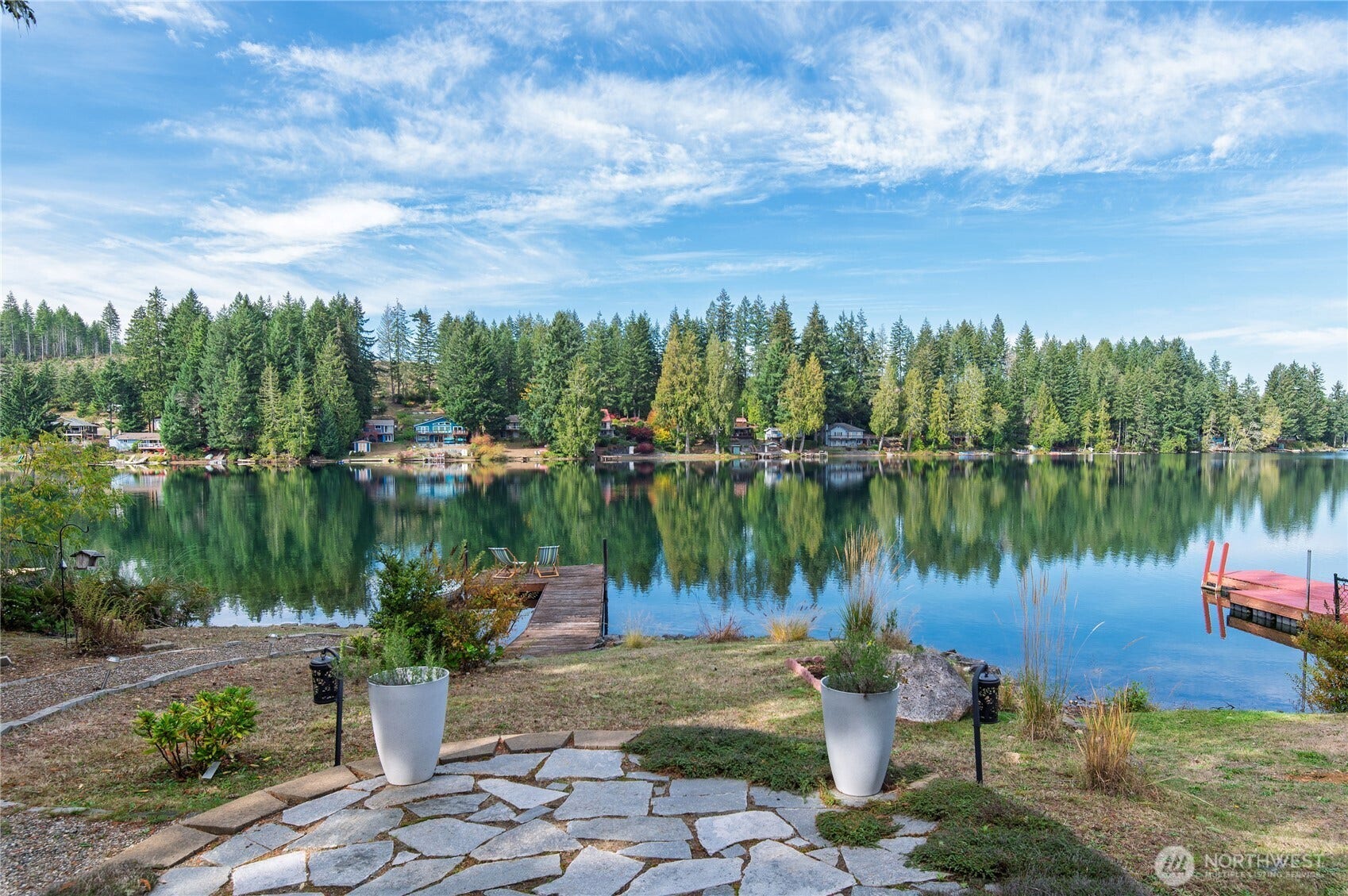 The access to the lake is so simple.    Walk out the patio doors and down to the dock.