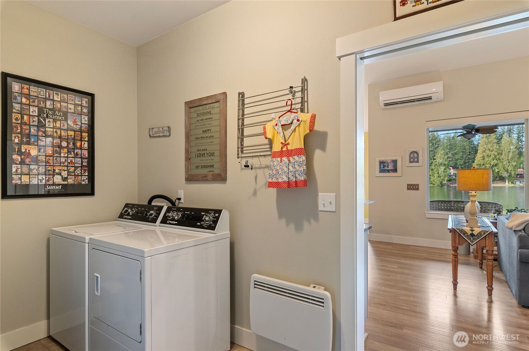 The laundry room is large, with storage and located off the garage.