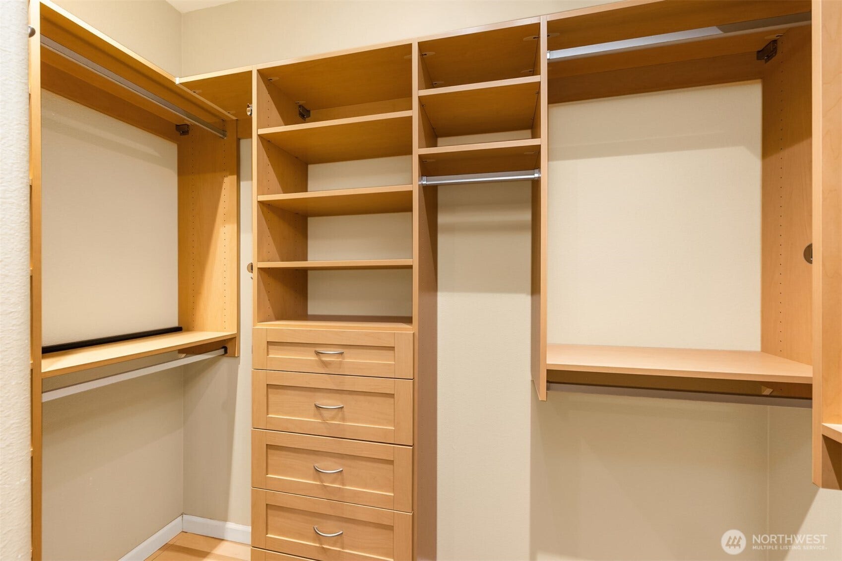 19800 Jensen Way NE, Poulsbo, WA 98370 Primary bedroom closet with a locking drawer for your valuables.