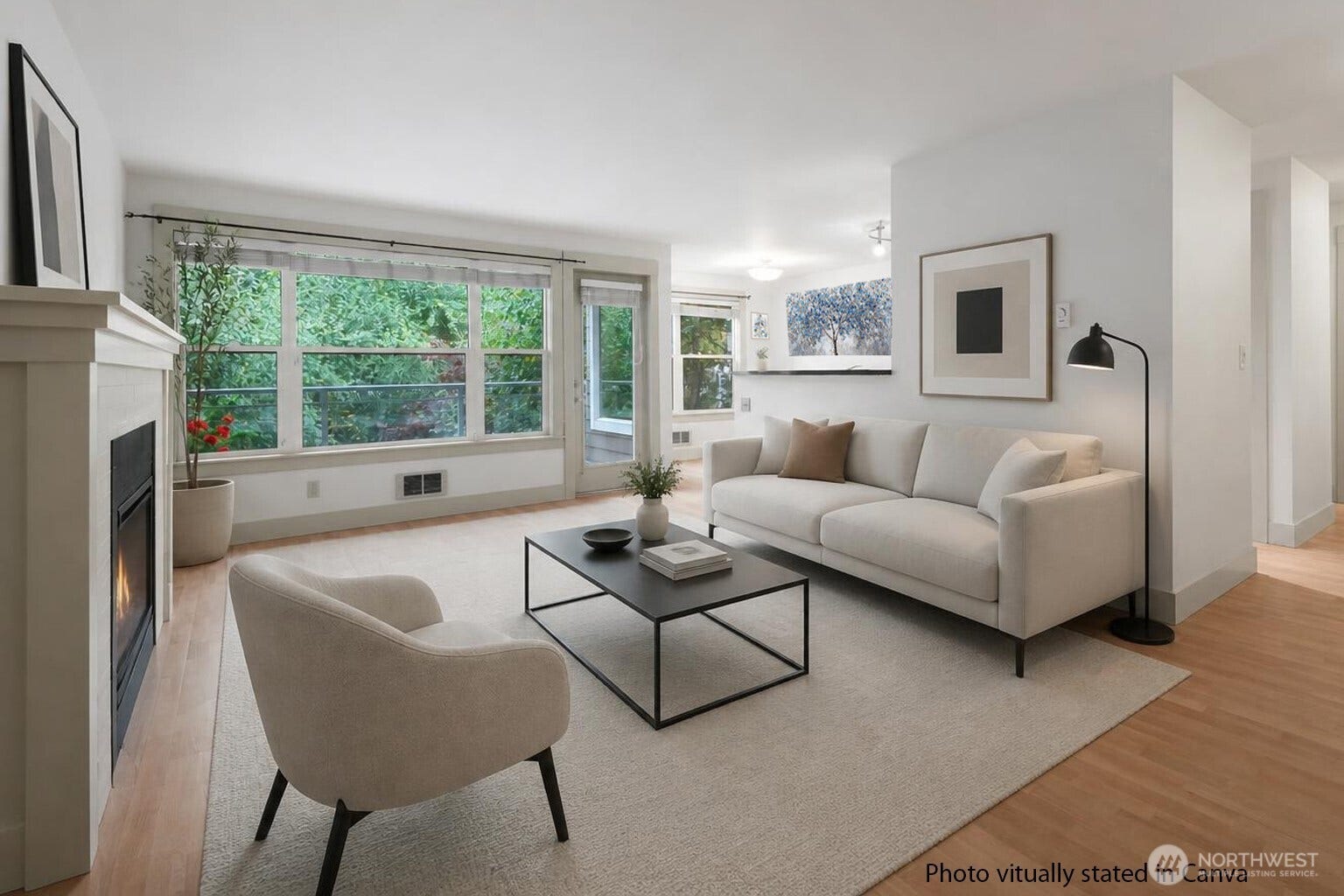 22910 90th Avenue W, #E305, Edmonds, WA 98026 living room - virtually staged