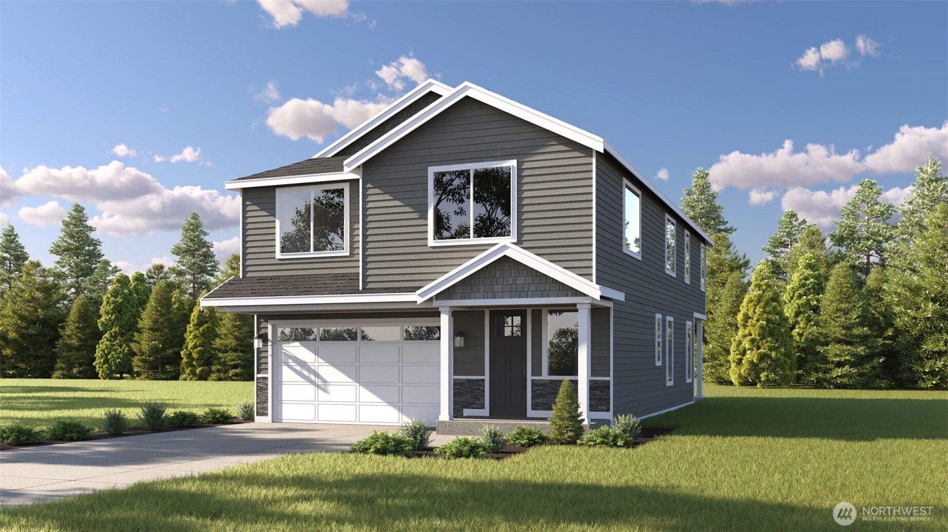 7717 Upper Ridge Road, Everett, WA 98203 IMAGE IS A RENDERING!! photographs are for illustrative purposes only. Features, finishes, interior/exterior colors, landscaping and floorplan shown may vary from actual homes built.