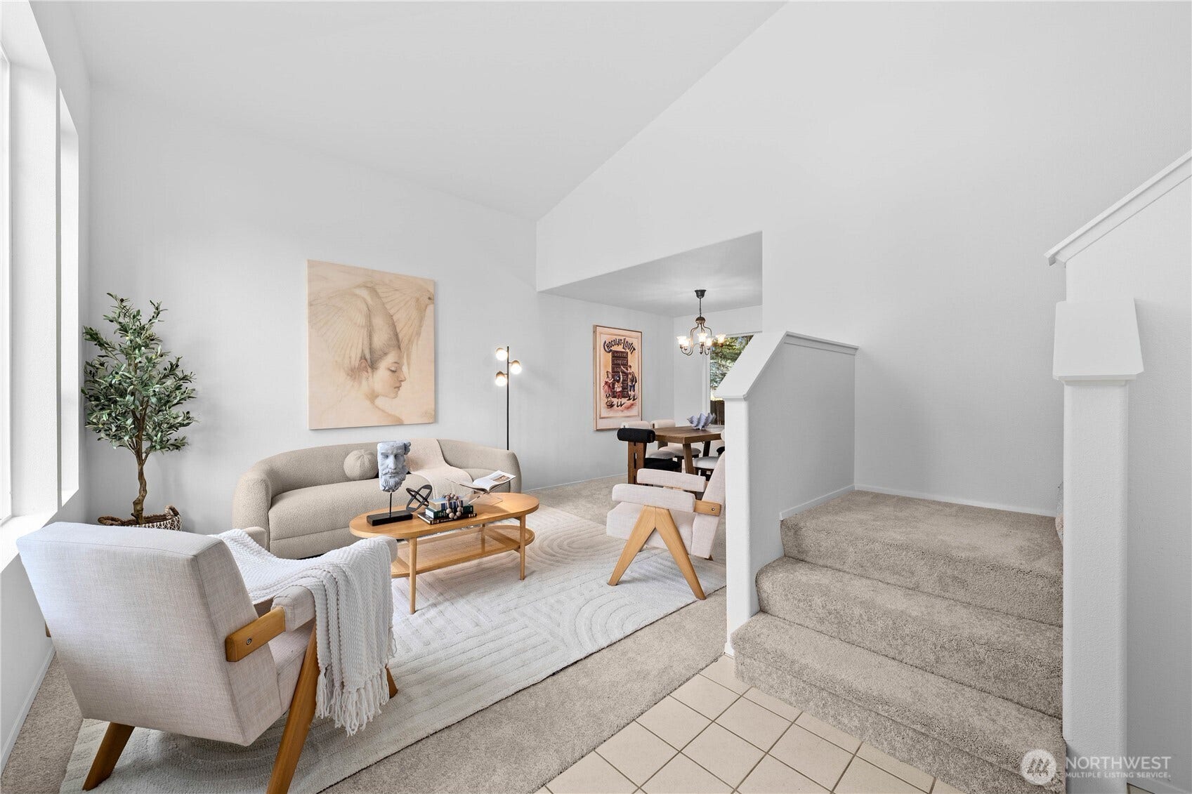 All carpeted areas feature brand new carpet! And every wall has just been painted. Pre-inspected with all being addressed, so this one is ready for you to move into! Notice the soaring ceiling that lifts ones spirits!