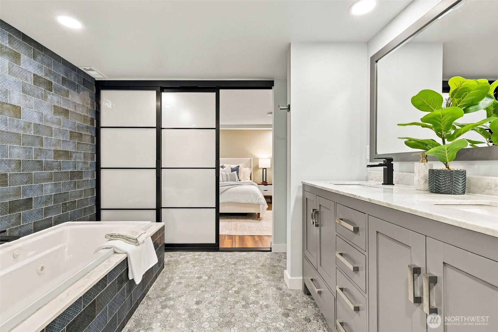 Sliding doors fully enclose this space.