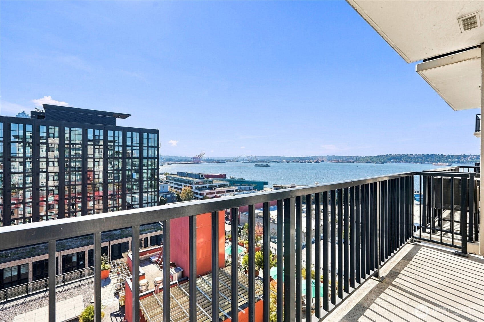 2607 Western Avenue, #1002, Seattle, WA 98121 Private balcony from the 10th floor.