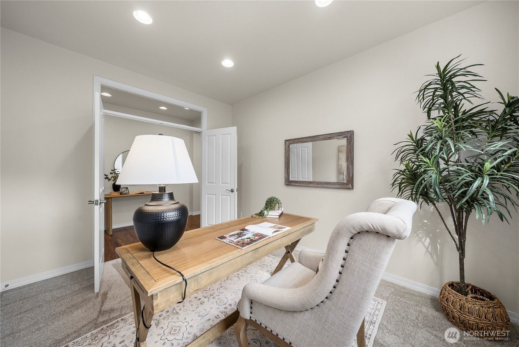 19014 146th Street E, Bonney Lake, WA 98391 Den with French doors and brand new carpet.