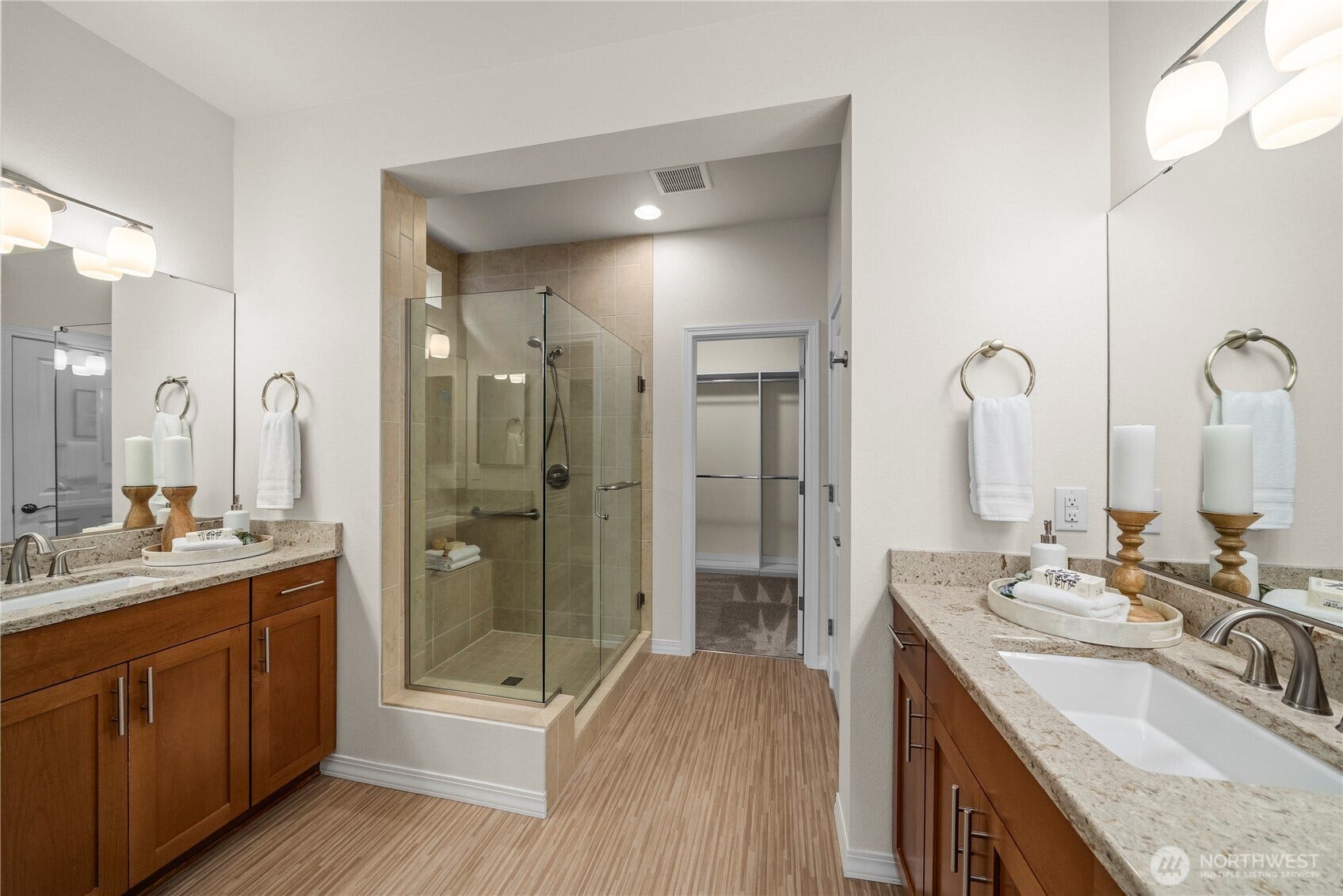 19014 146th Street E, Bonney Lake, WA 98391 The primary bathroom with Quarts countertopss and attractive flooring.