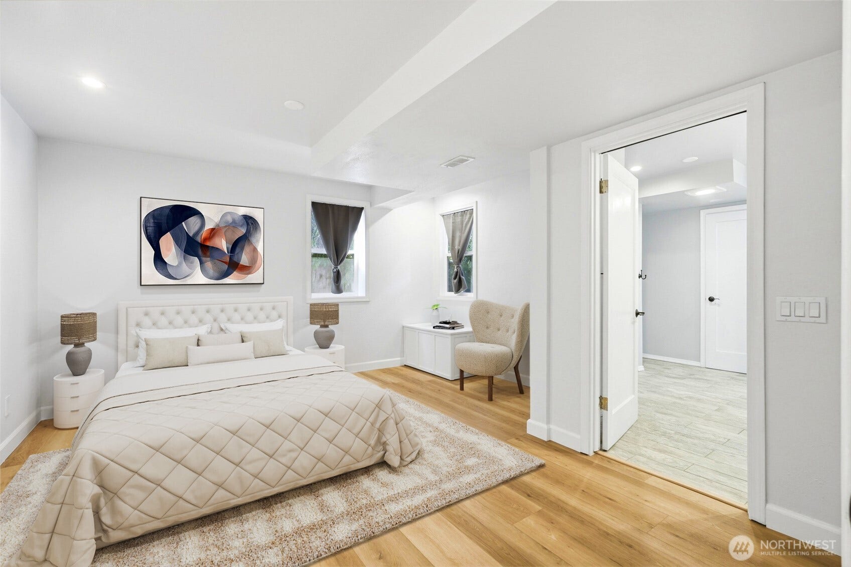 16714 SE Newport Way, Bellevue, WA 98006 Virtually staged pic of the master Bedroom. Very spacious and private.