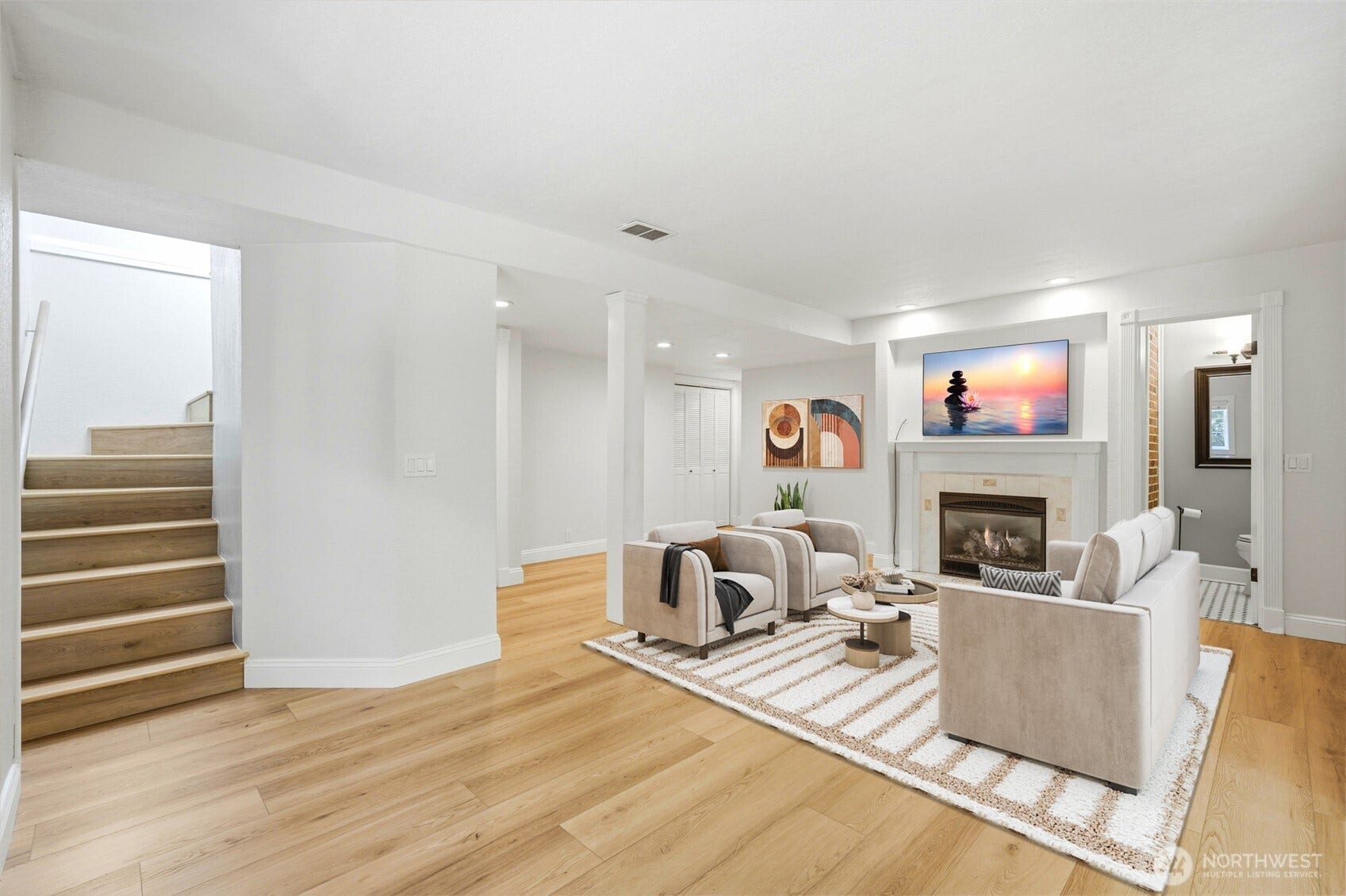 16714 SE Newport Way, Bellevue, WA 98006 Lower Level Family room! with a separate sunroom entrance also leading to the backyard!