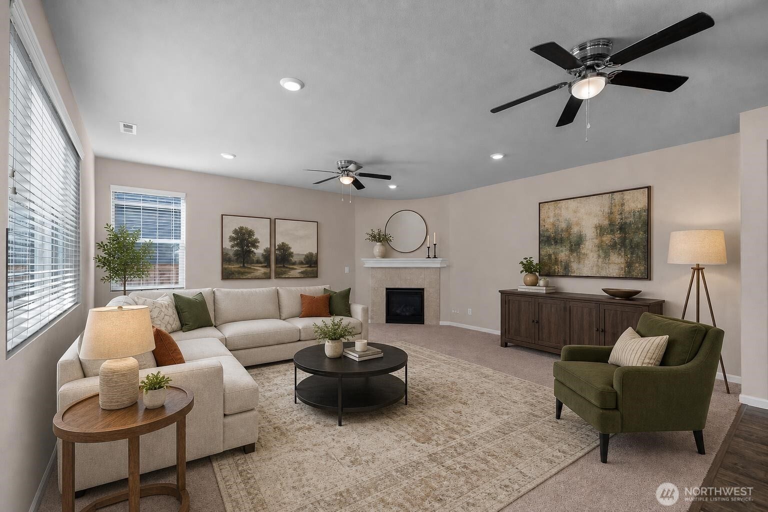 7040 Desperado Drive SE, Tumwater, WA 98501 Spacious family room. Virtually staged