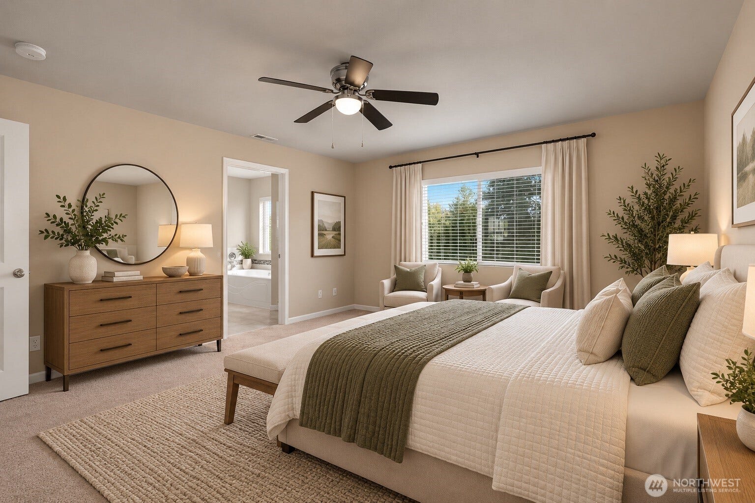 7040 Desperado Drive SE, Tumwater, WA 98501 Primary suite. Virtually staged