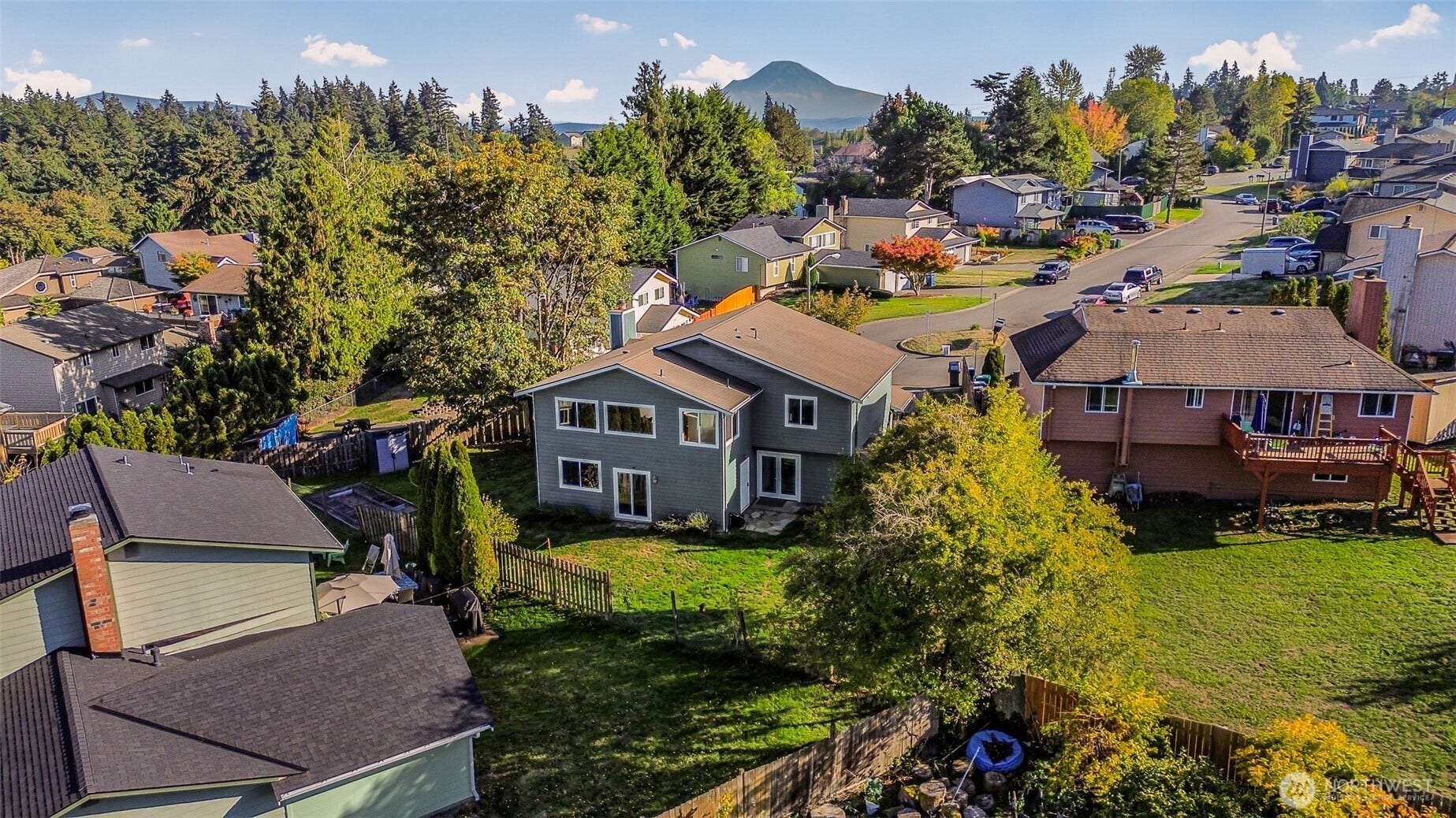 Overhead view with My Rainier in the distance.