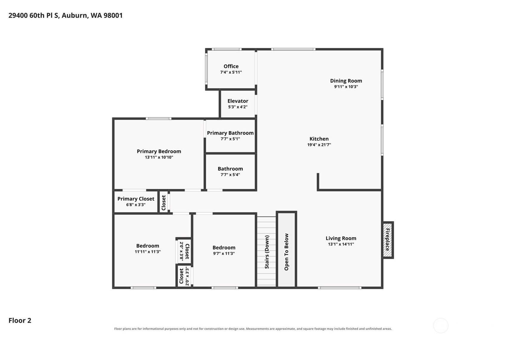 Upper level floorplan.