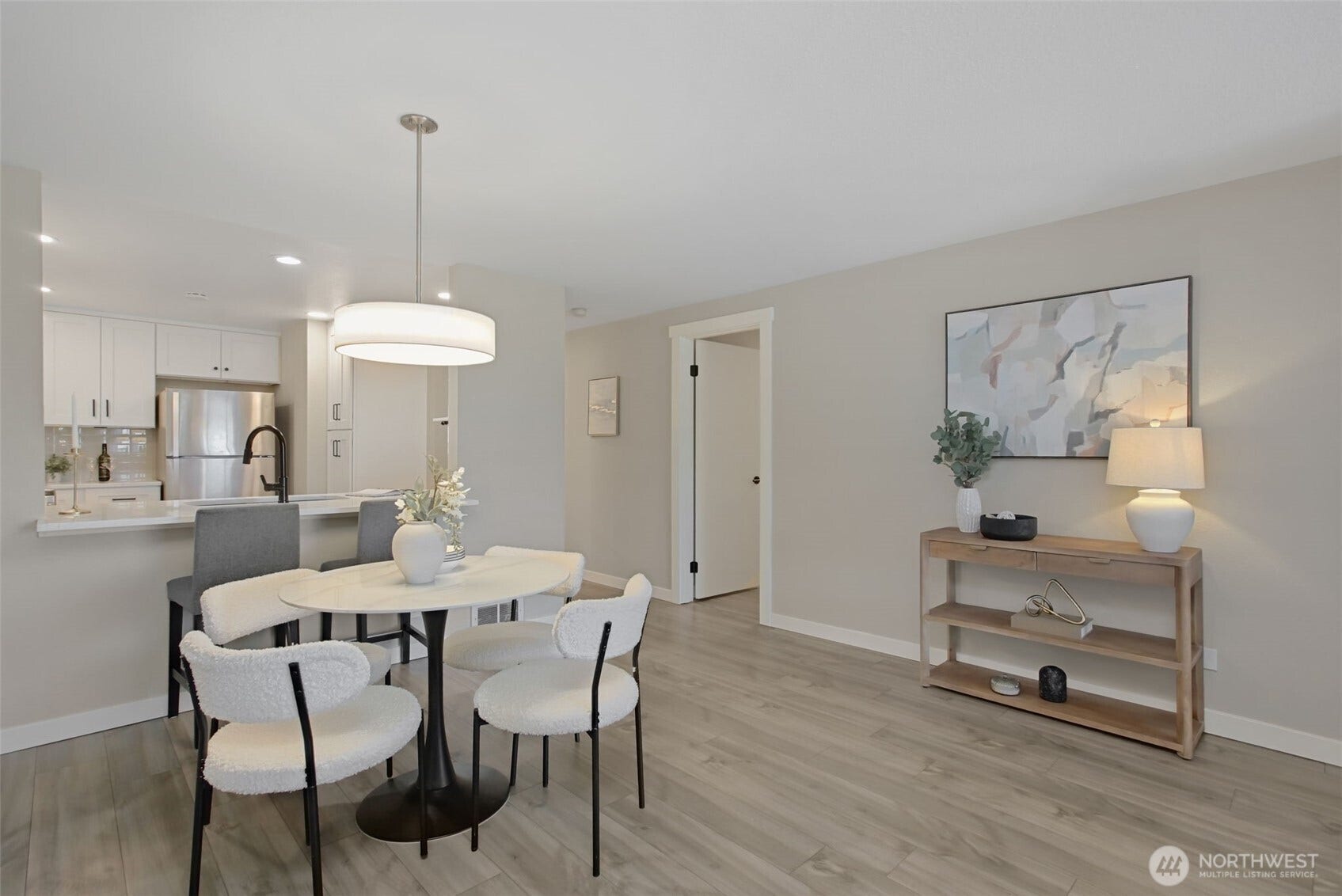Generous dining area with enough room to move around