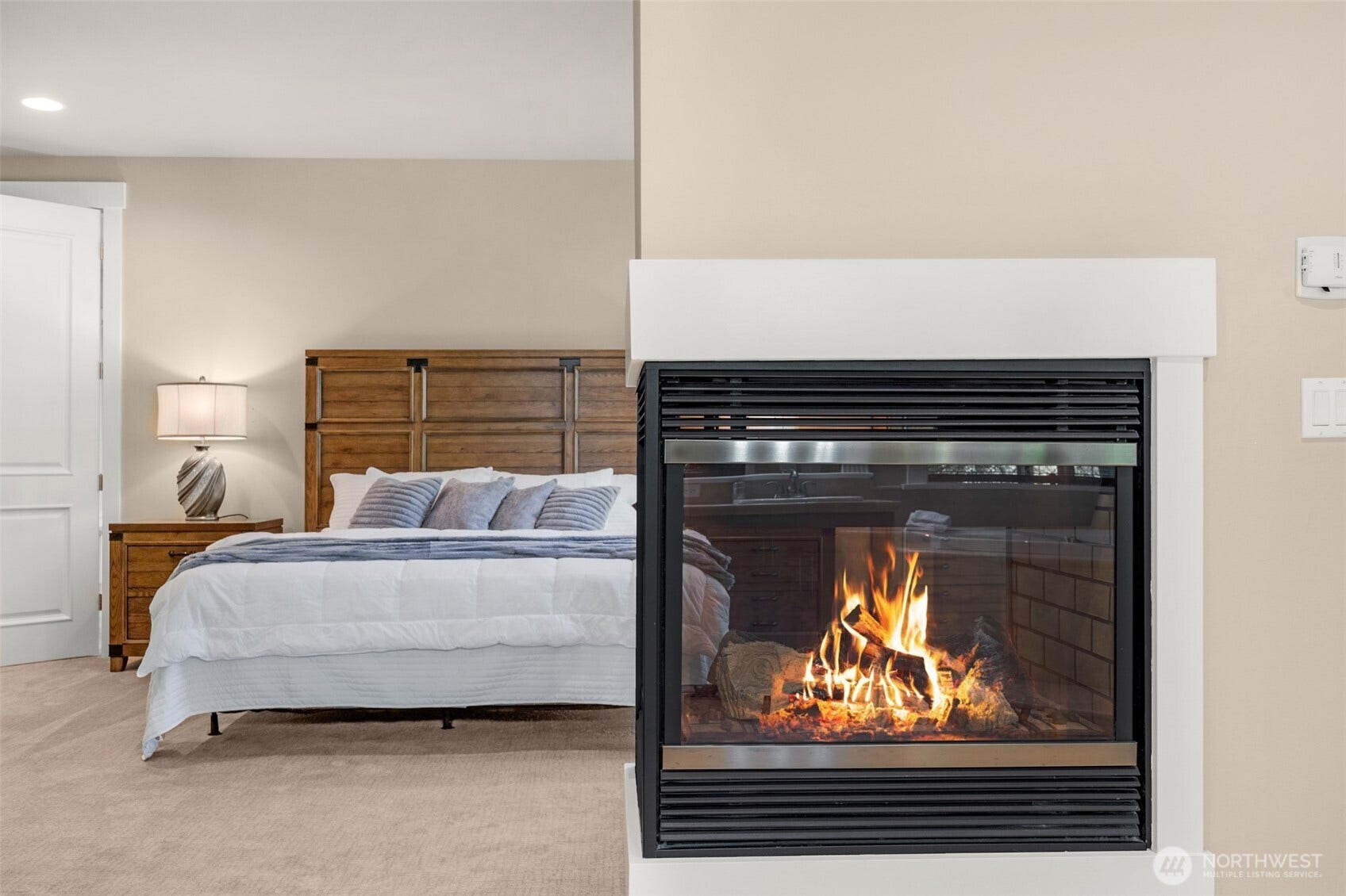 Primary suite with gas fireplace.