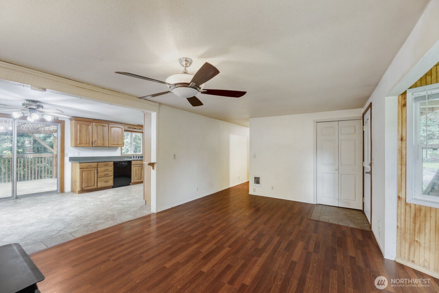 Living Room adjoins Kitchen with Eating Space.