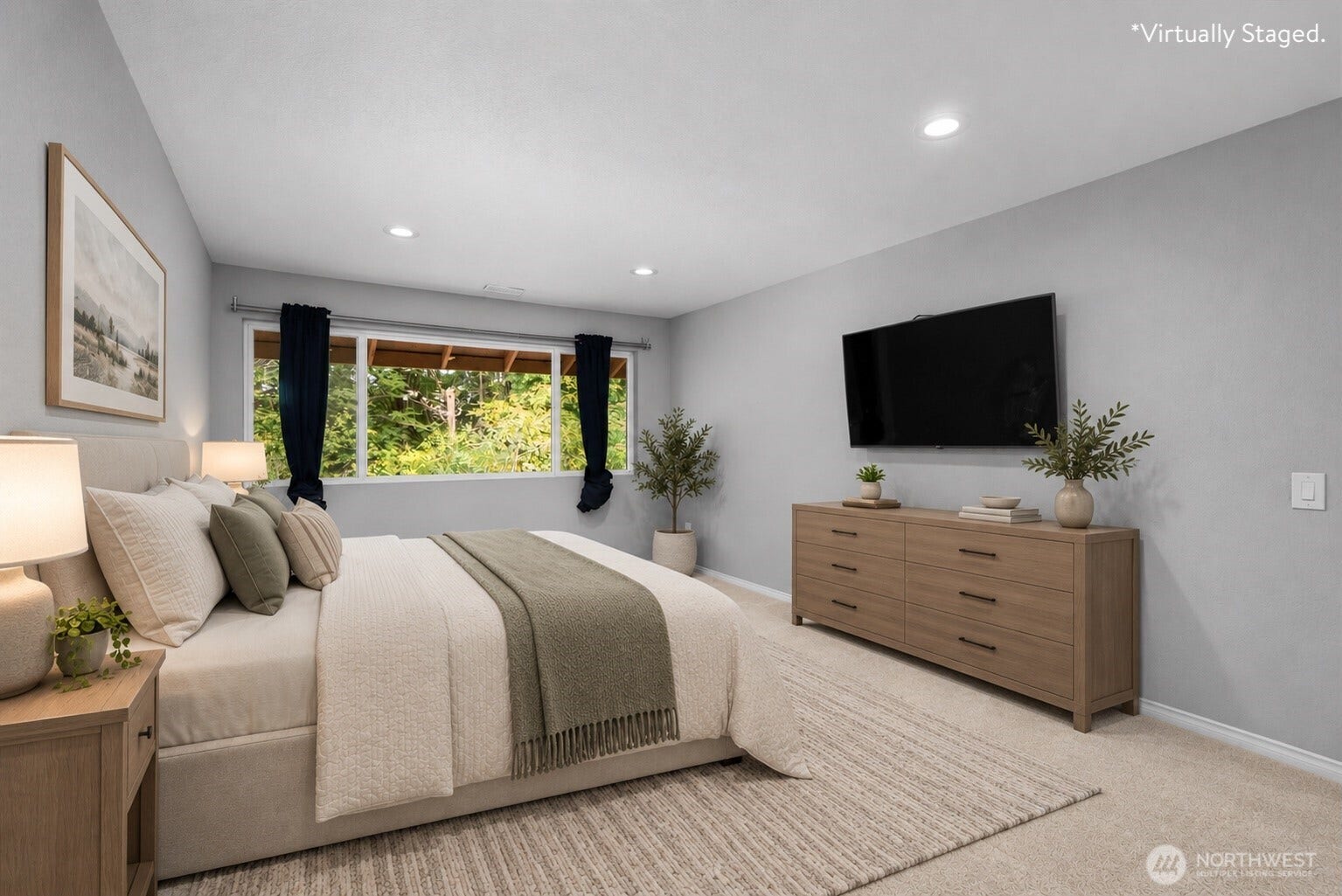 Virtually Staged - Oversized Master bedroom.