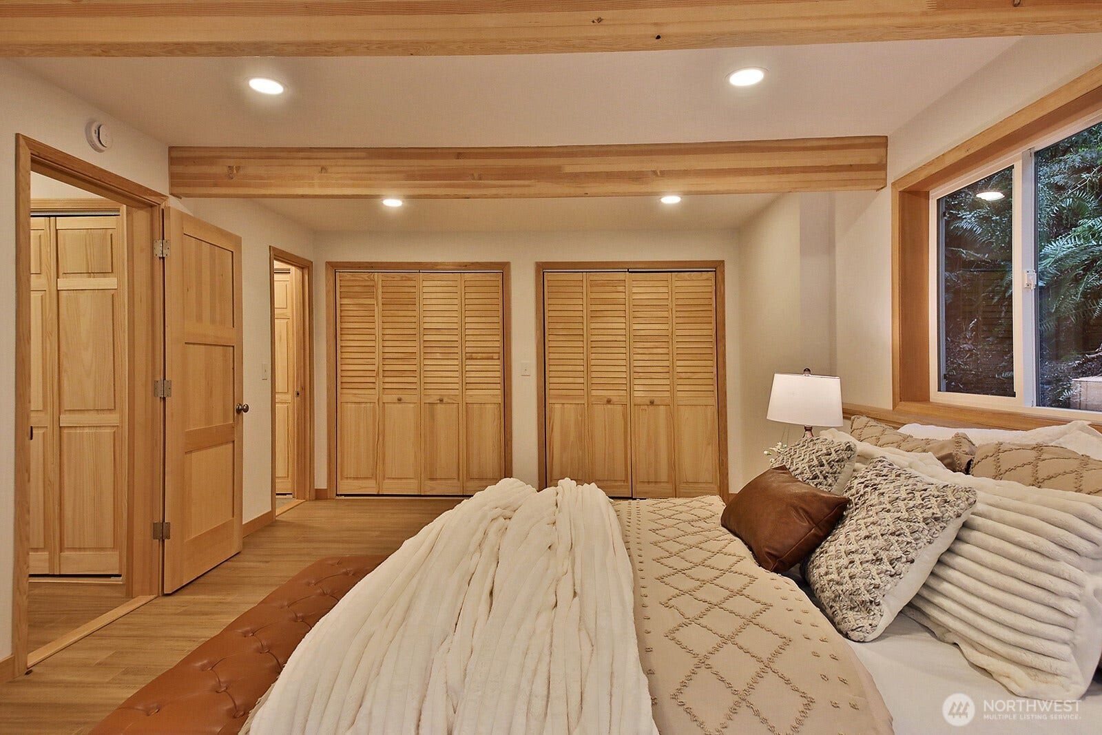 Both closets, consistent with the two upstairs, have built-in storage.
