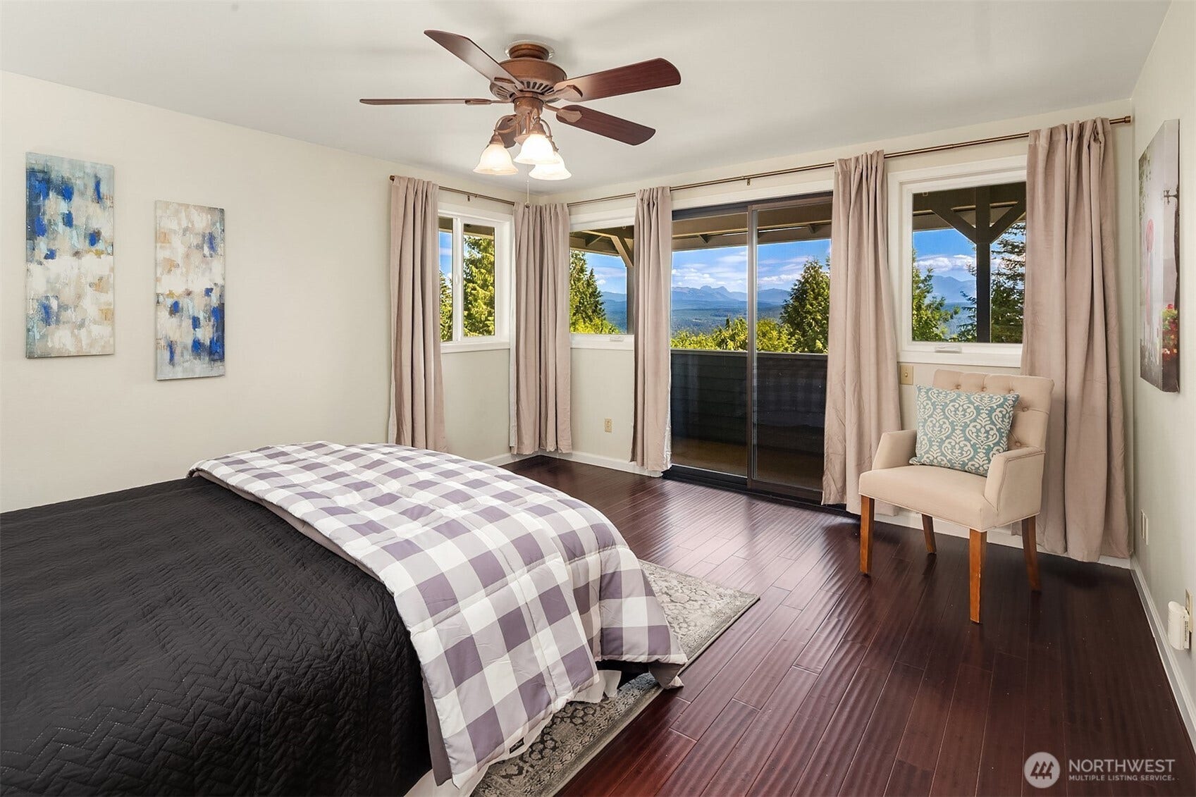 1247 293rd Avenue NE, Carnation, WA 98014 Primary suite with views of the Cascades.