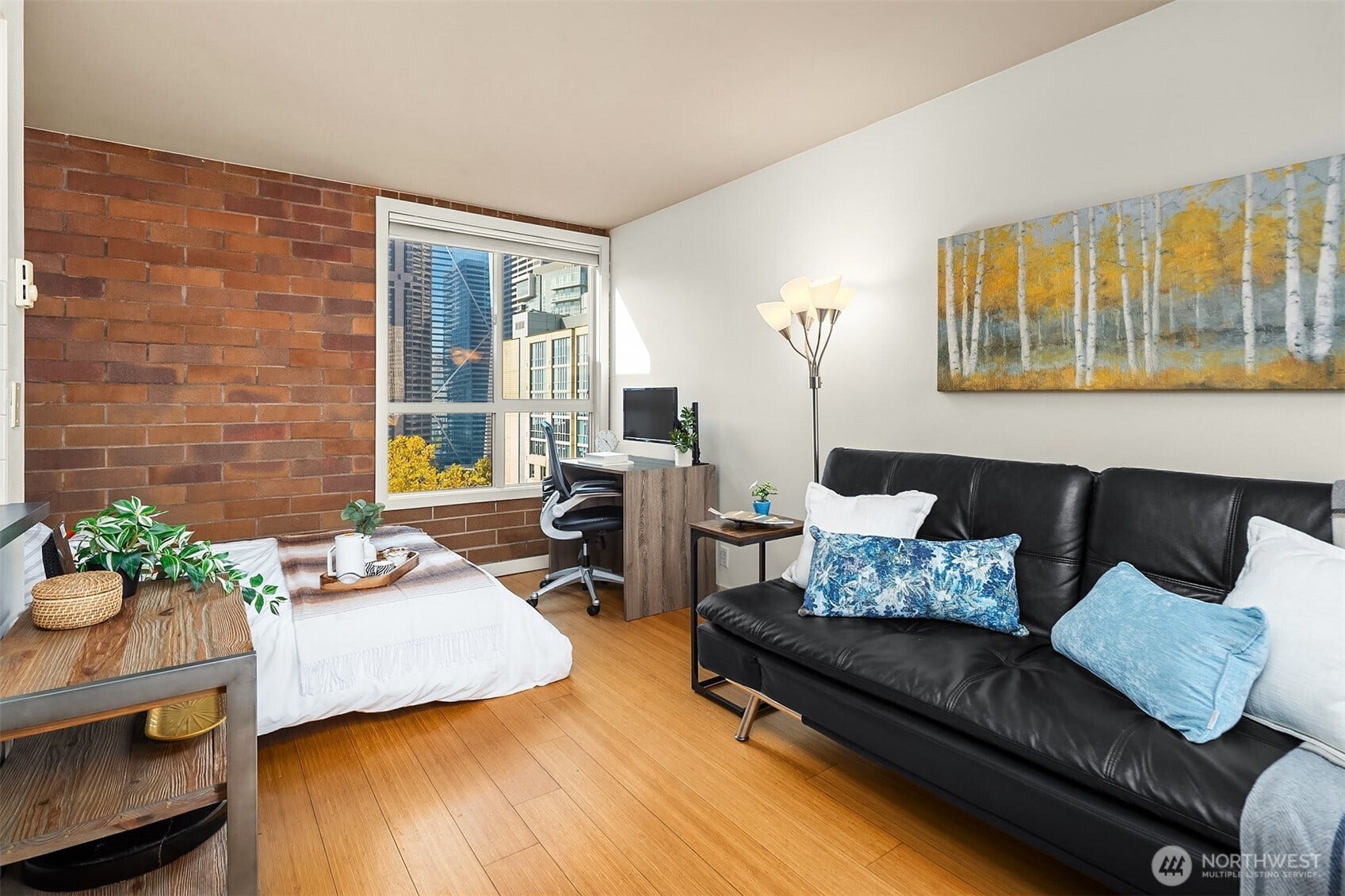 905 Cherry Street, #706, Seattle, WA 98104 Exposed brick and big views of Puget Sound & Mountains.