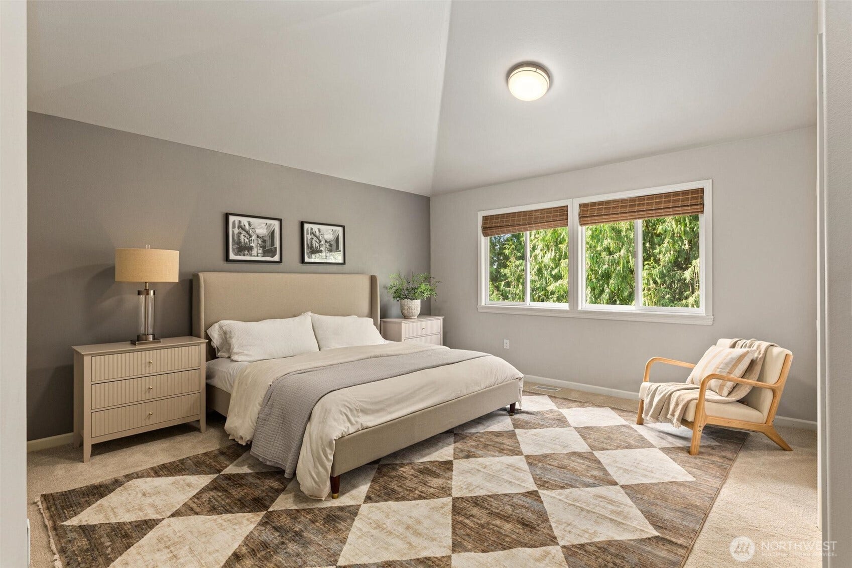 19141 148th Avenue NE, Woodinville, WA 98072 Primary with vaulted ceiling looking out to backyard