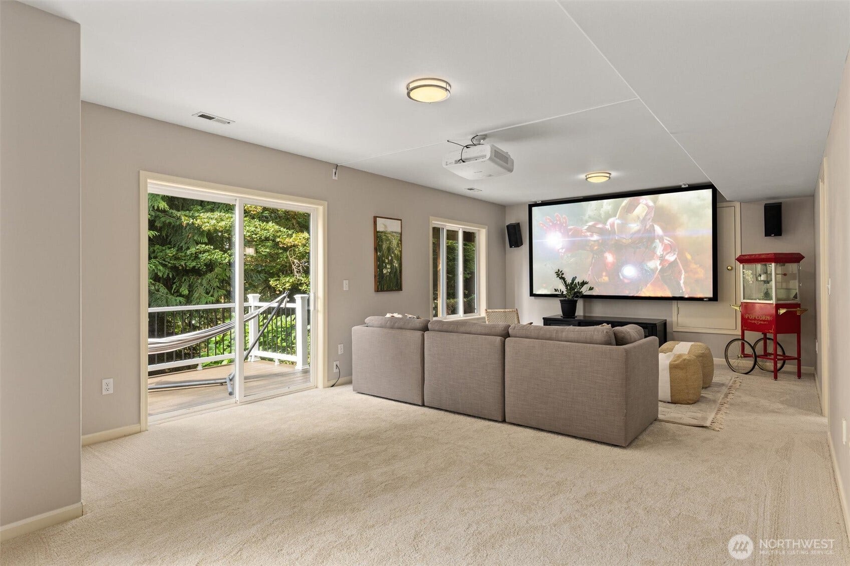 19141 148th Avenue NE, Woodinville, WA 98072 HUGE finished basement full equiped with projector and screen that does convey
