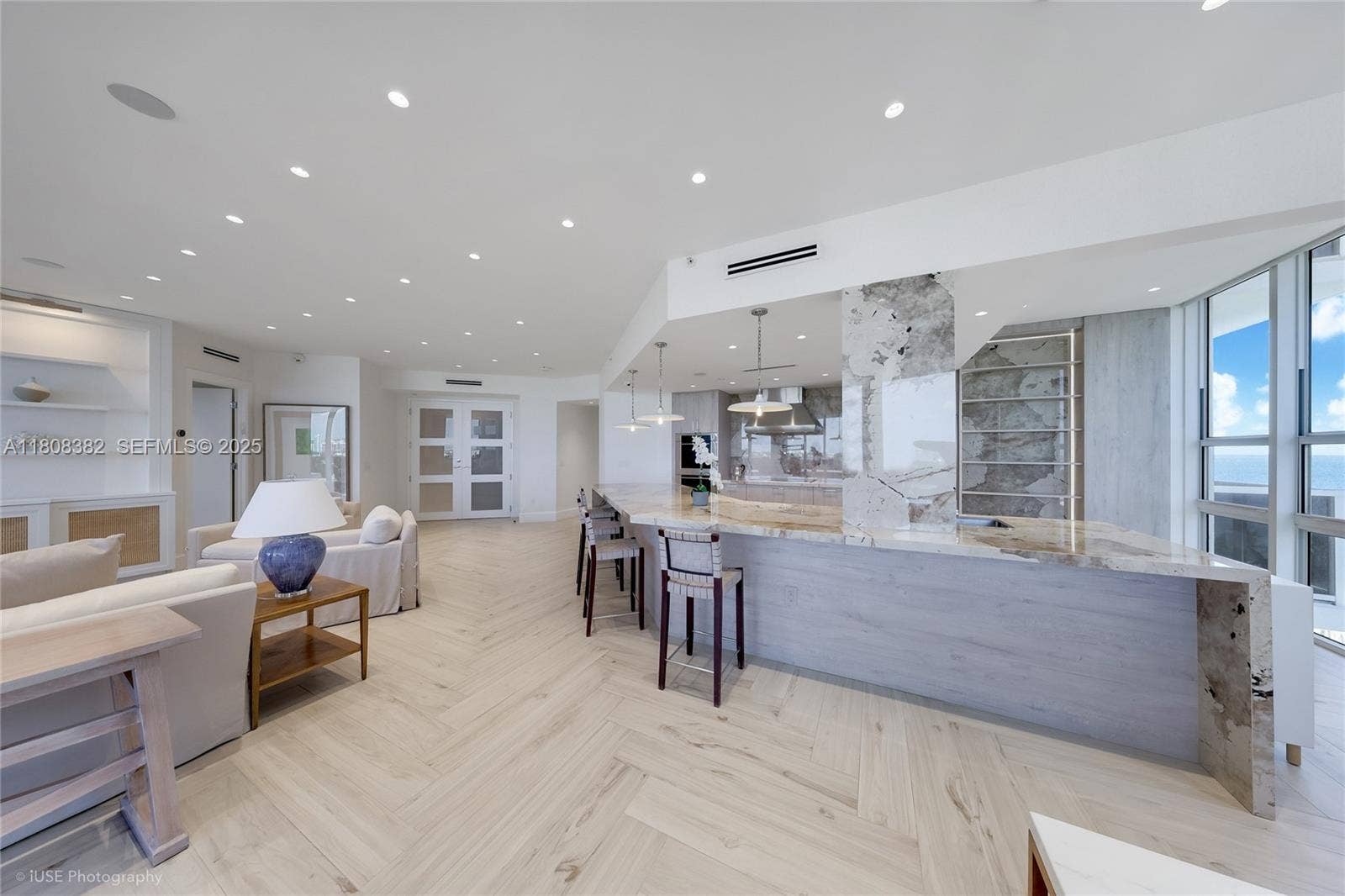 10225 Collins Avenue, #604 Renovated, Bal Harbour, FL 33154 Open Kitchen with a space for a large round table