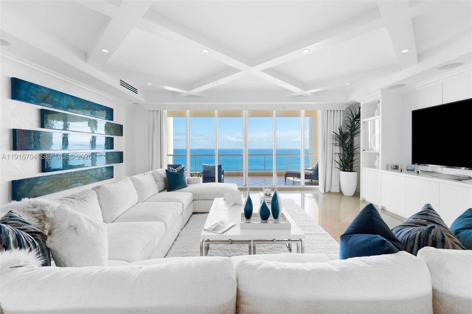 views of ocean in living room