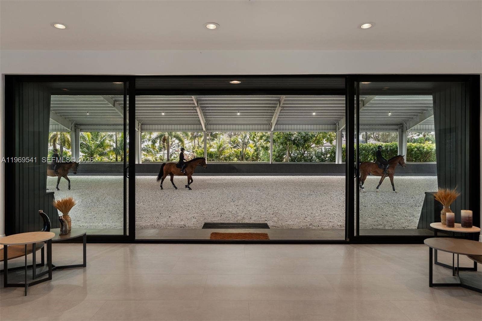 2625 SW 148th Avenue, Davie, FL 33331 View from inside the clubhouse looking out to the covered arena.